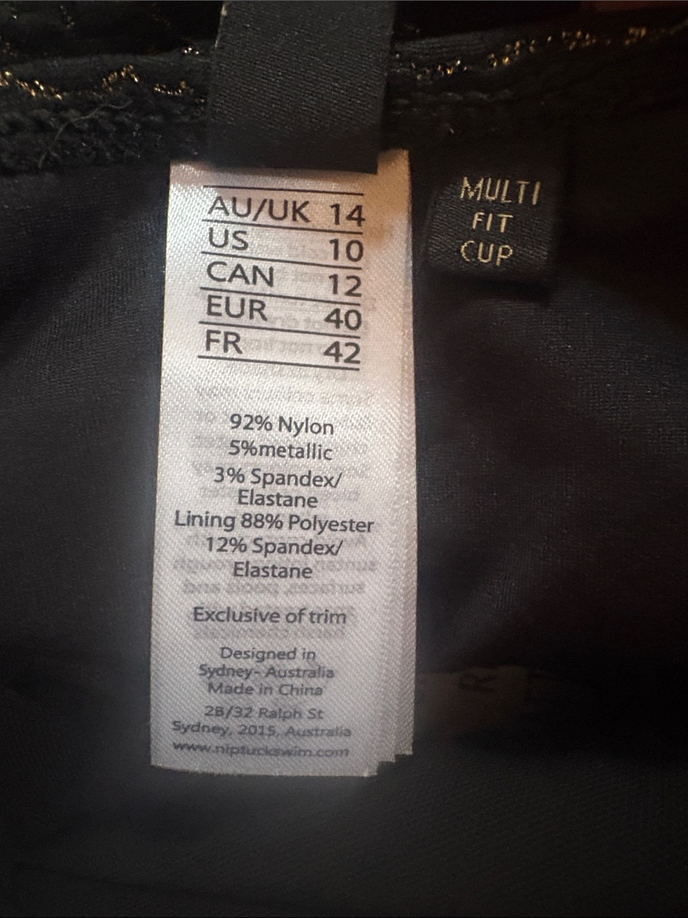 BMWT Black Gold Ruched Molded Cup One-Piece Swimsuit size 10 by Nip Tuck Swim - Picture 4 of 5